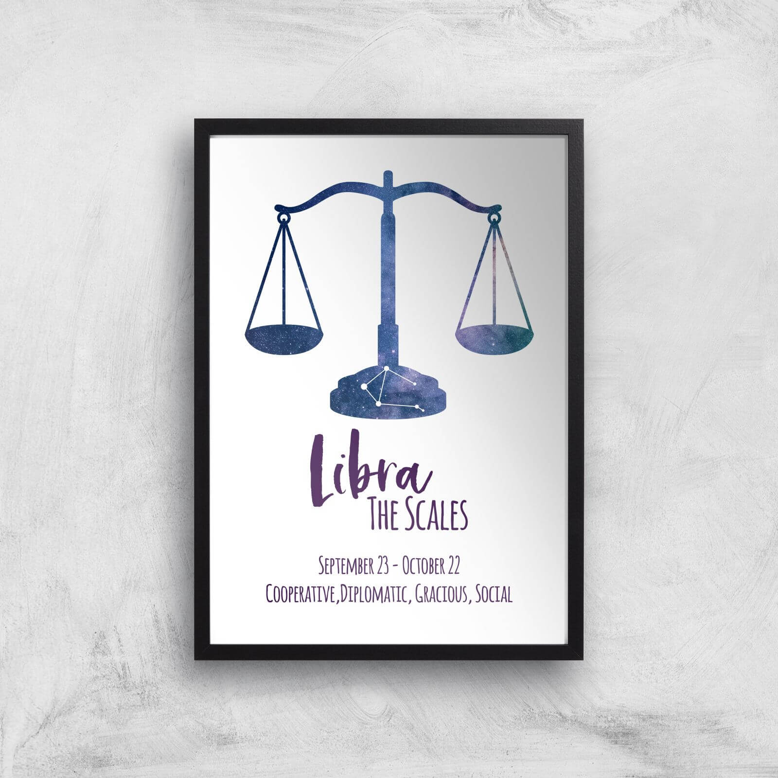 Libra The Scales Giclée Art Print - A3 - Black Frame