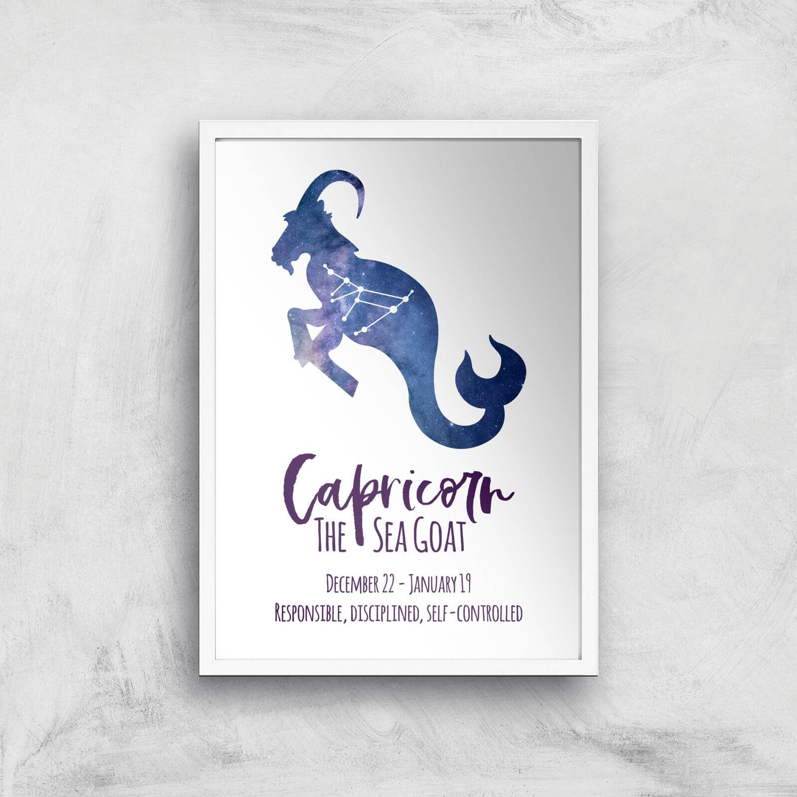 Capricorn The Sea Goat Giclée Art Print - A3 - White Frame
