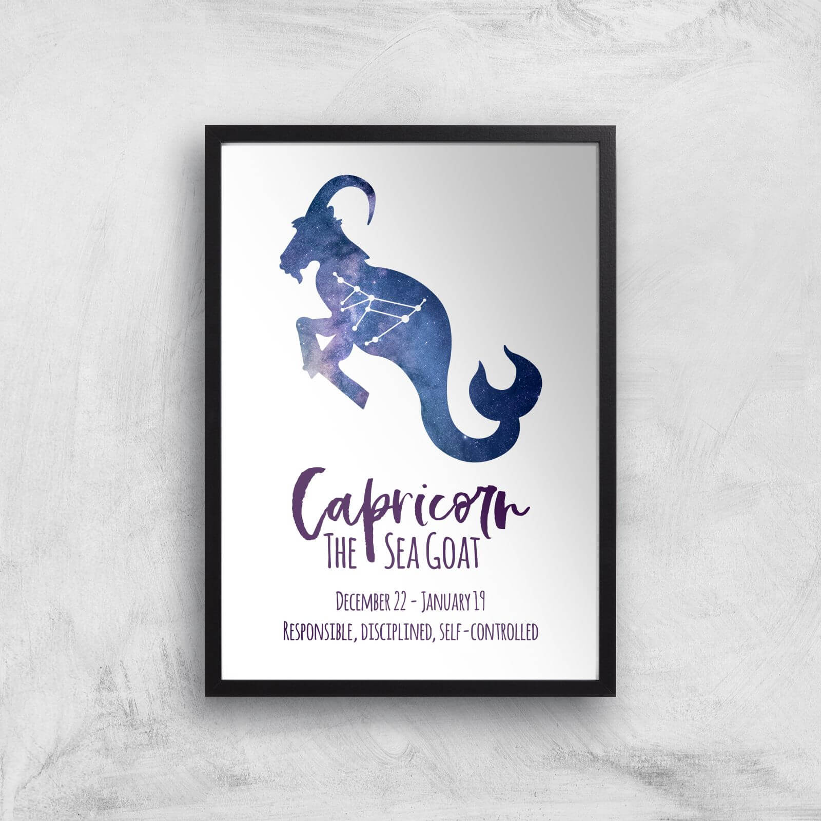 Capricorn The Sea Goat Giclée Art Print - A3 - Black Frame