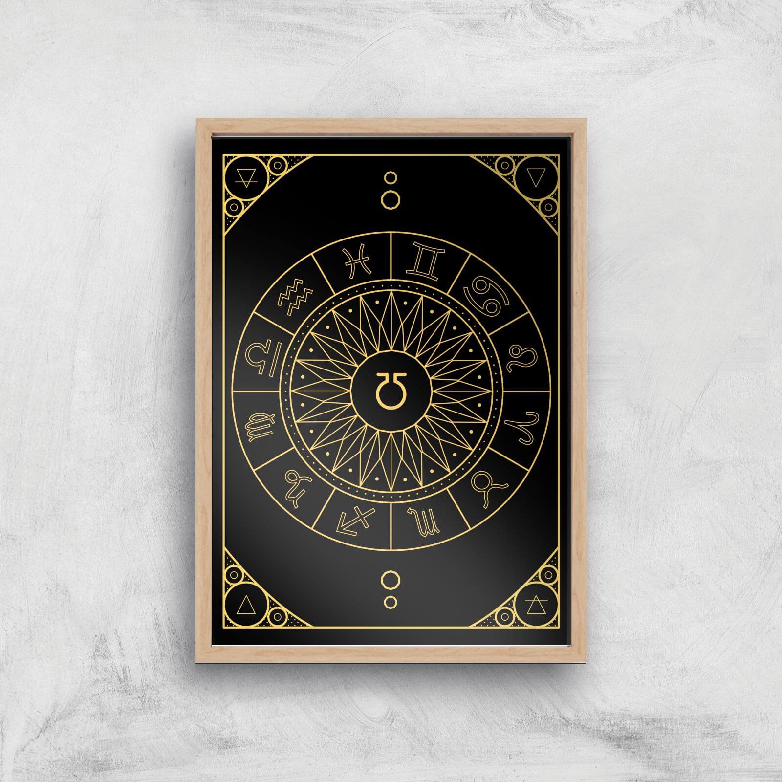 Decorative Horoscope Symbols Giclée Art Print - A2 - Wooden Frame