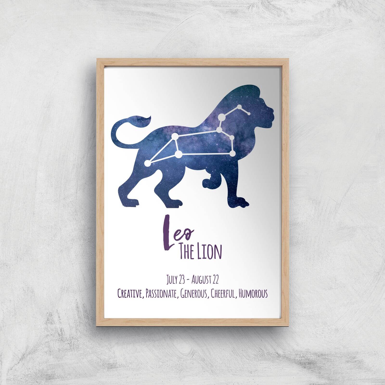 Leo The Lion Giclée Art Print - A4 - Wooden Frame