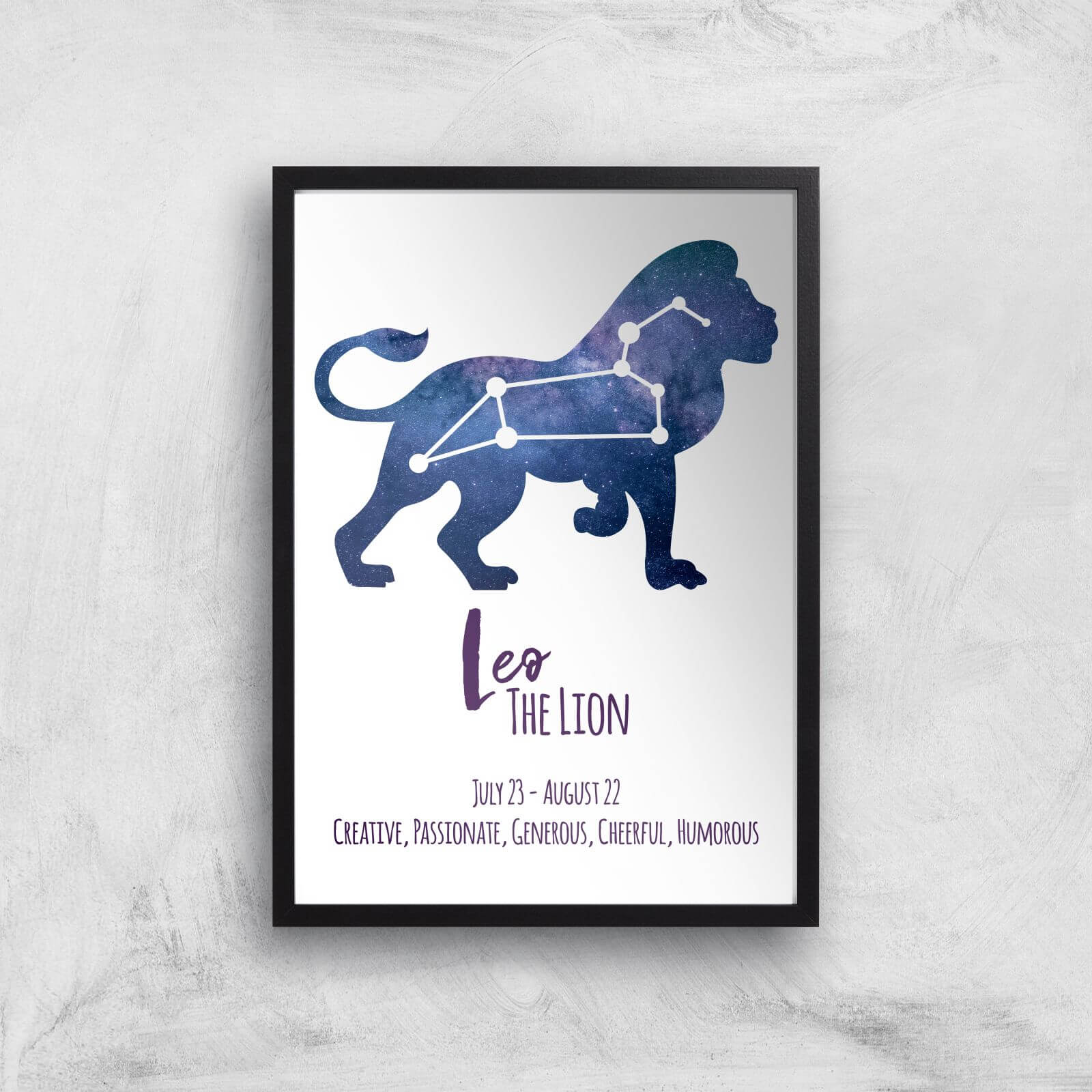 Leo The Lion Giclée Art Print - A3 - Black Frame