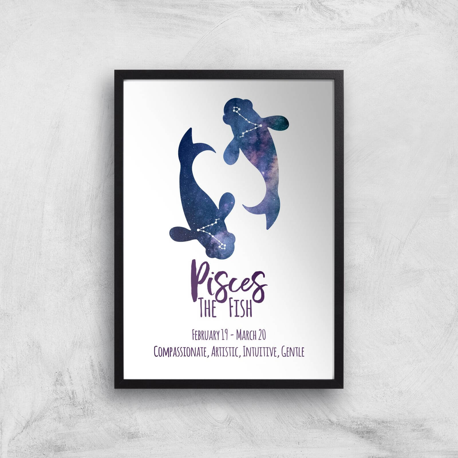 Pisces The Fish Giclée Art Print - A3 - Black Frame