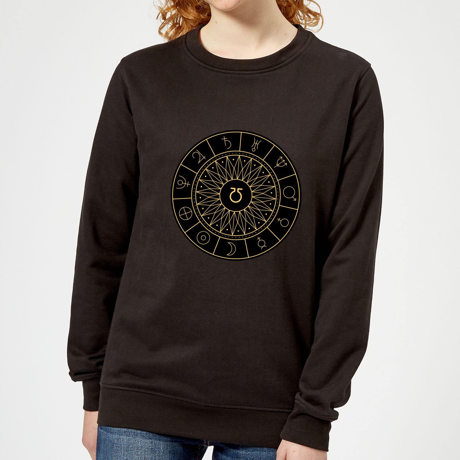 Decorative Planet Symbols Women's Sweatshirt - Black - XS - Black