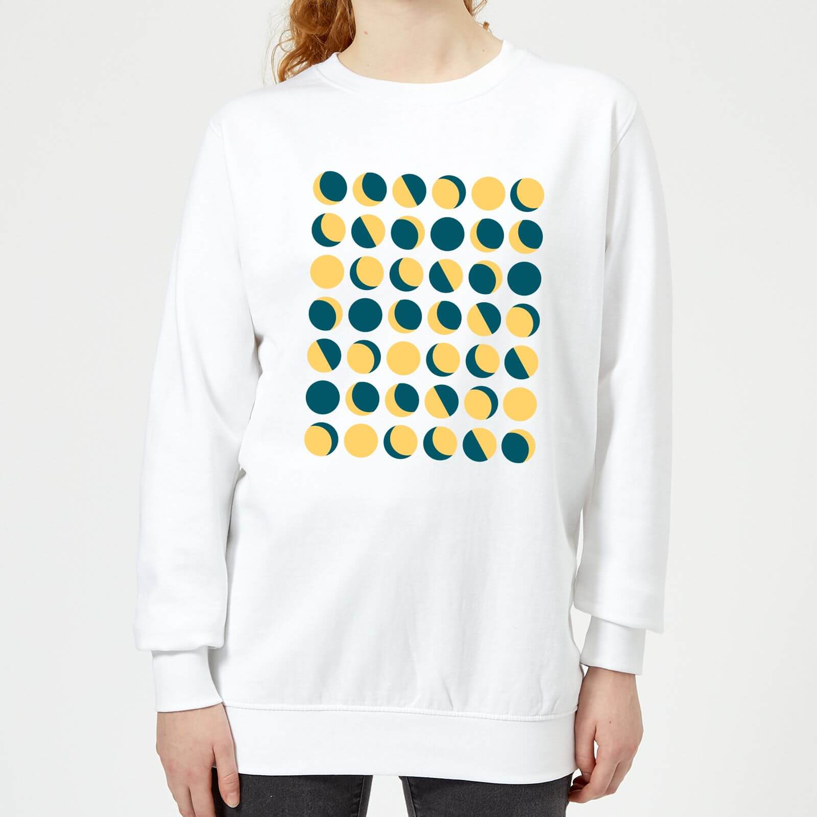 Moon Phase Pattern Women's Sweatshirt - White - XS - White