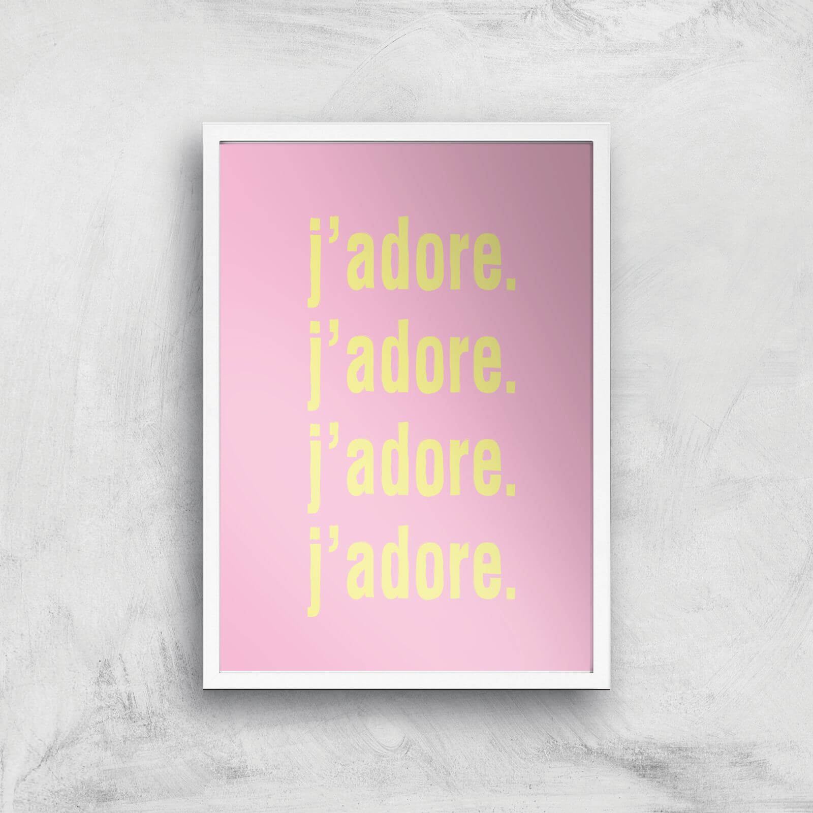 J'adore J'adore J'adore J'adore Giclee Art Print - A3 - White Frame