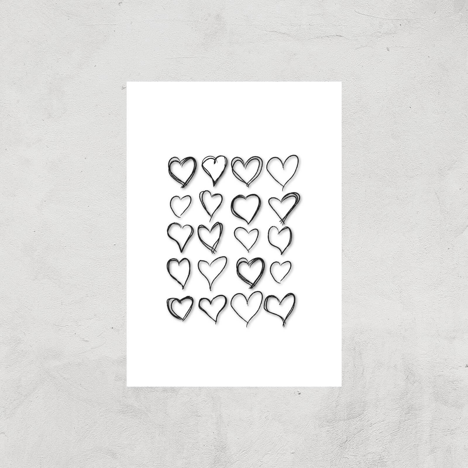 Love Hearts Giclee Art Print - A4 - Print Only