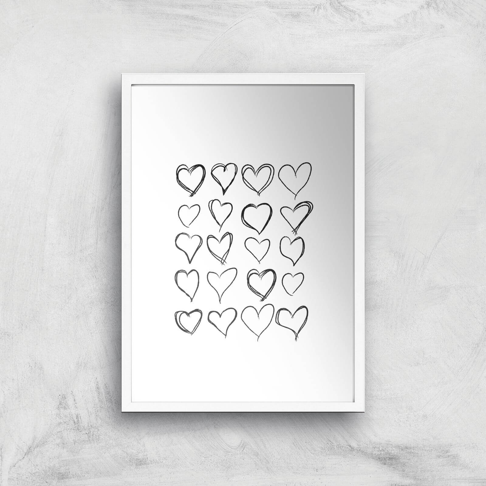 Love Hearts Giclee Art Print - A3 - White Frame