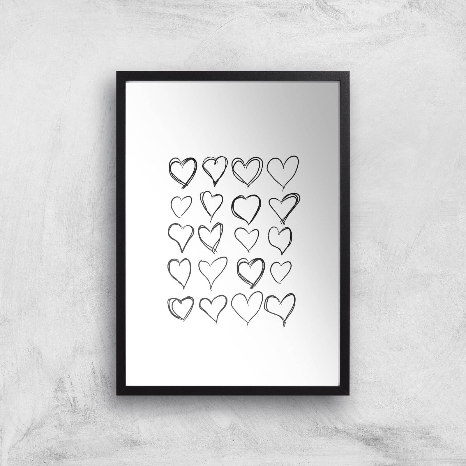 Love Hearts Giclee Art Print - A3 - Black Frame