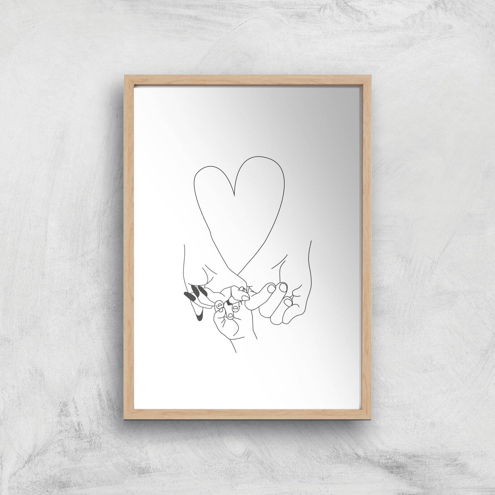 Parents Pinky Promise Giclee Art Print - A4 - Wooden Frame