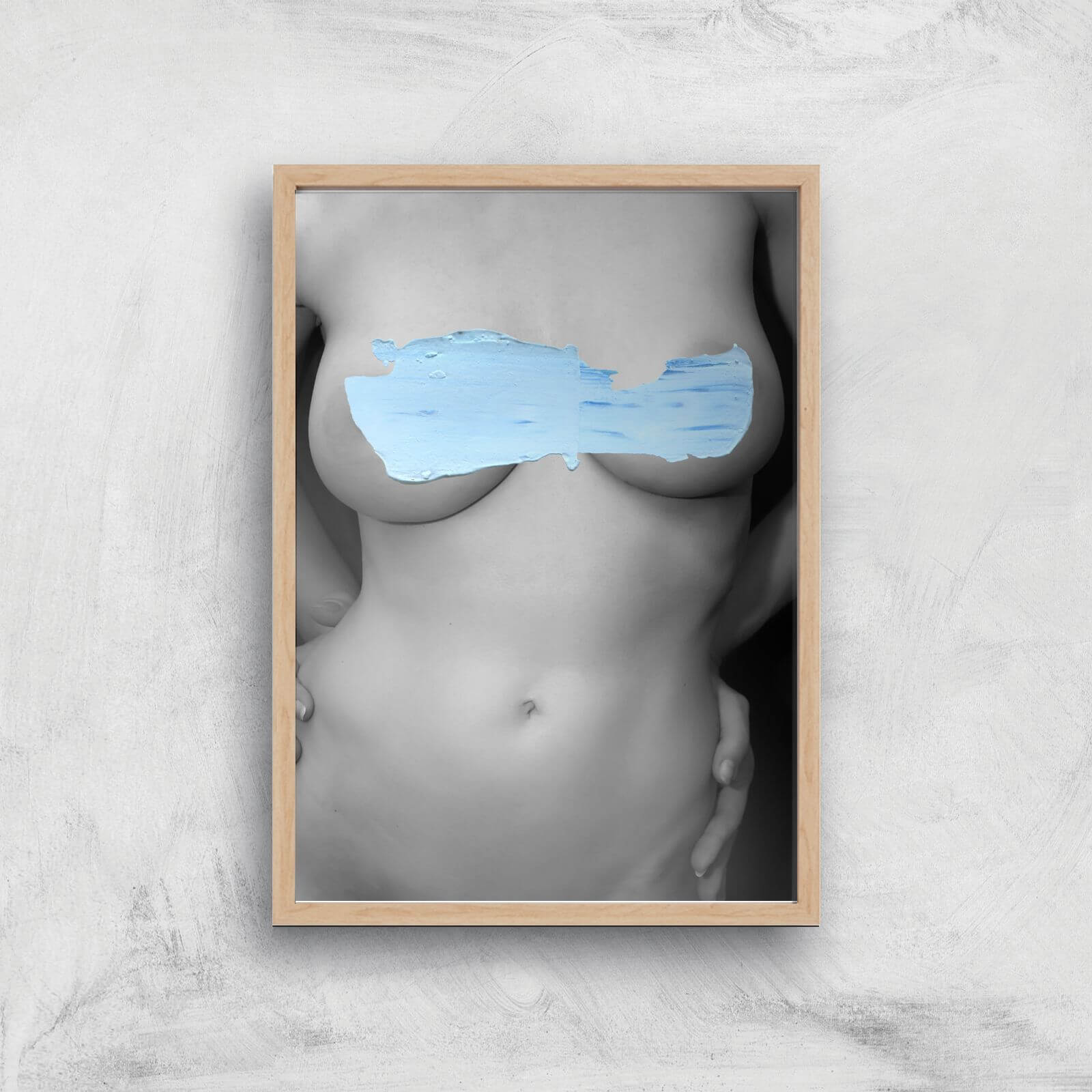 Blue Charm Giclee Art Print - A3 - Wooden Frame