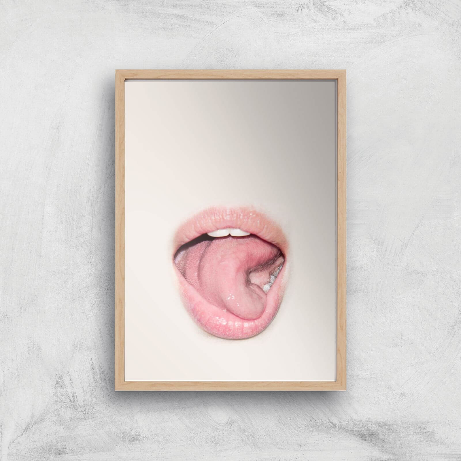 Lickety Lips Giclee Art Print - A4 - Wooden Frame