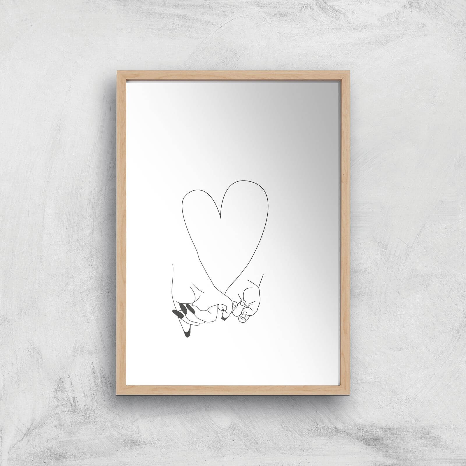 Pinky Promise Mother Baby Giclee Art Print - A4 - Wooden Frame