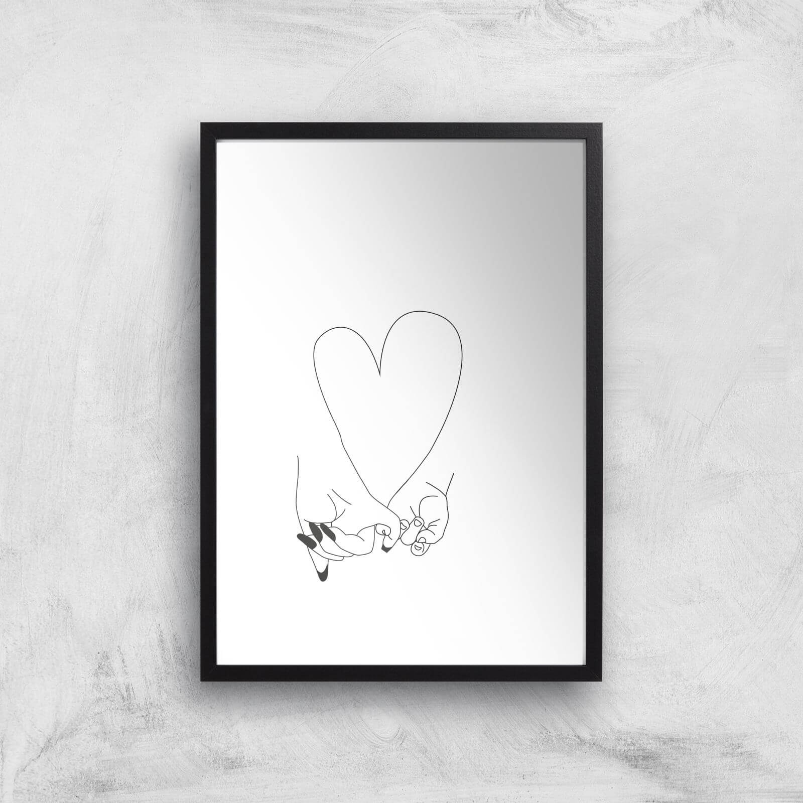 Pinky Promise Mother Baby Giclee Art Print - A2 - Black Frame