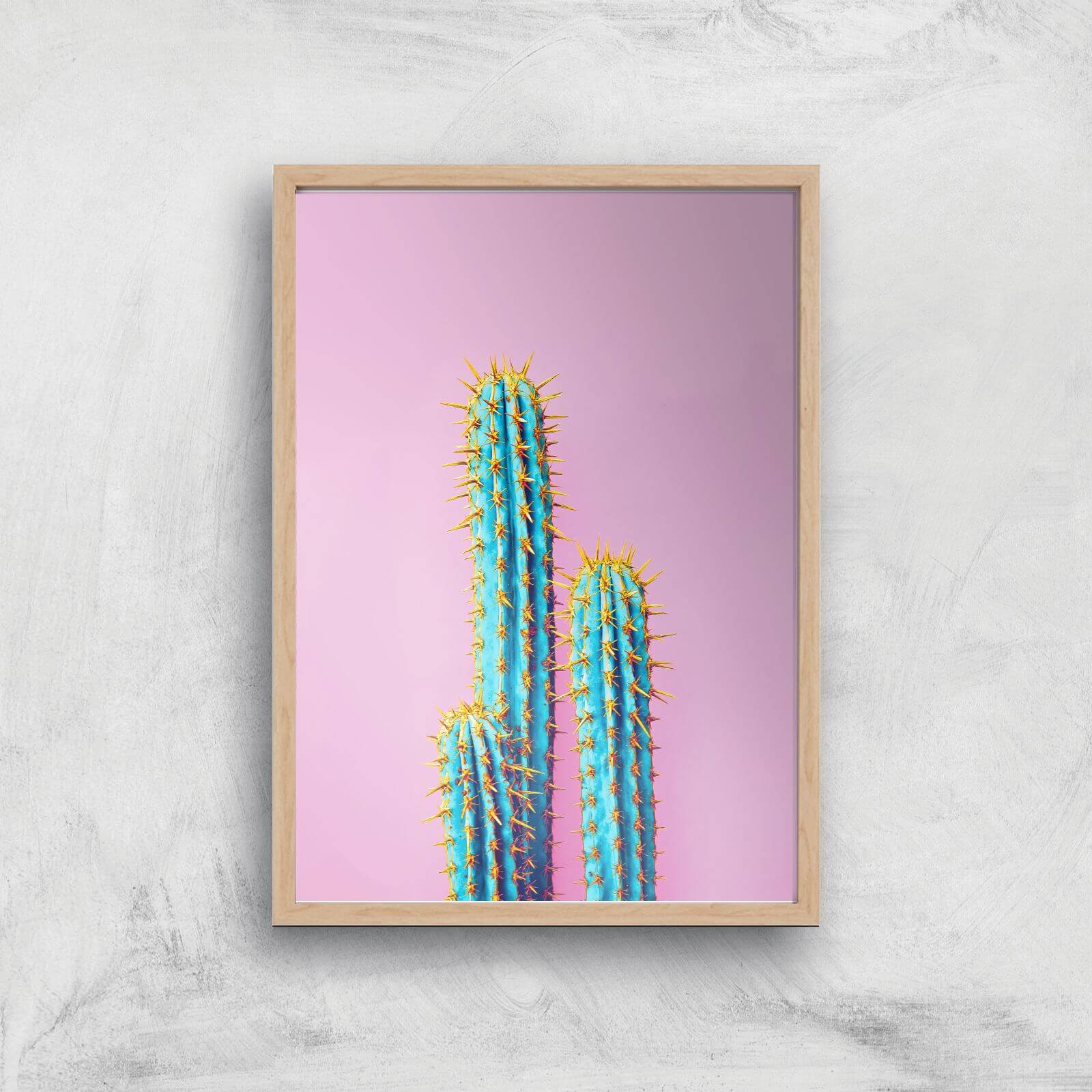 Flouro Cactus Giclee Art Print - A3 - Wooden Frame