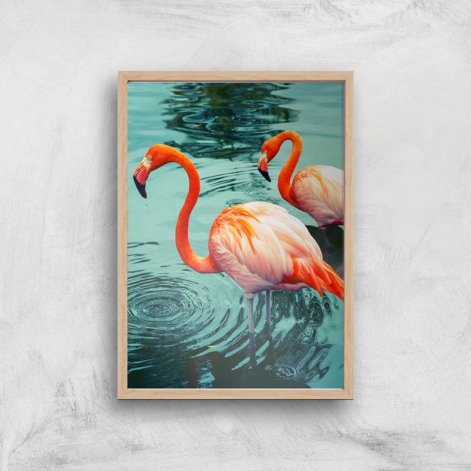 Flamingo Giclee Art Print - A4 - Wooden Frame