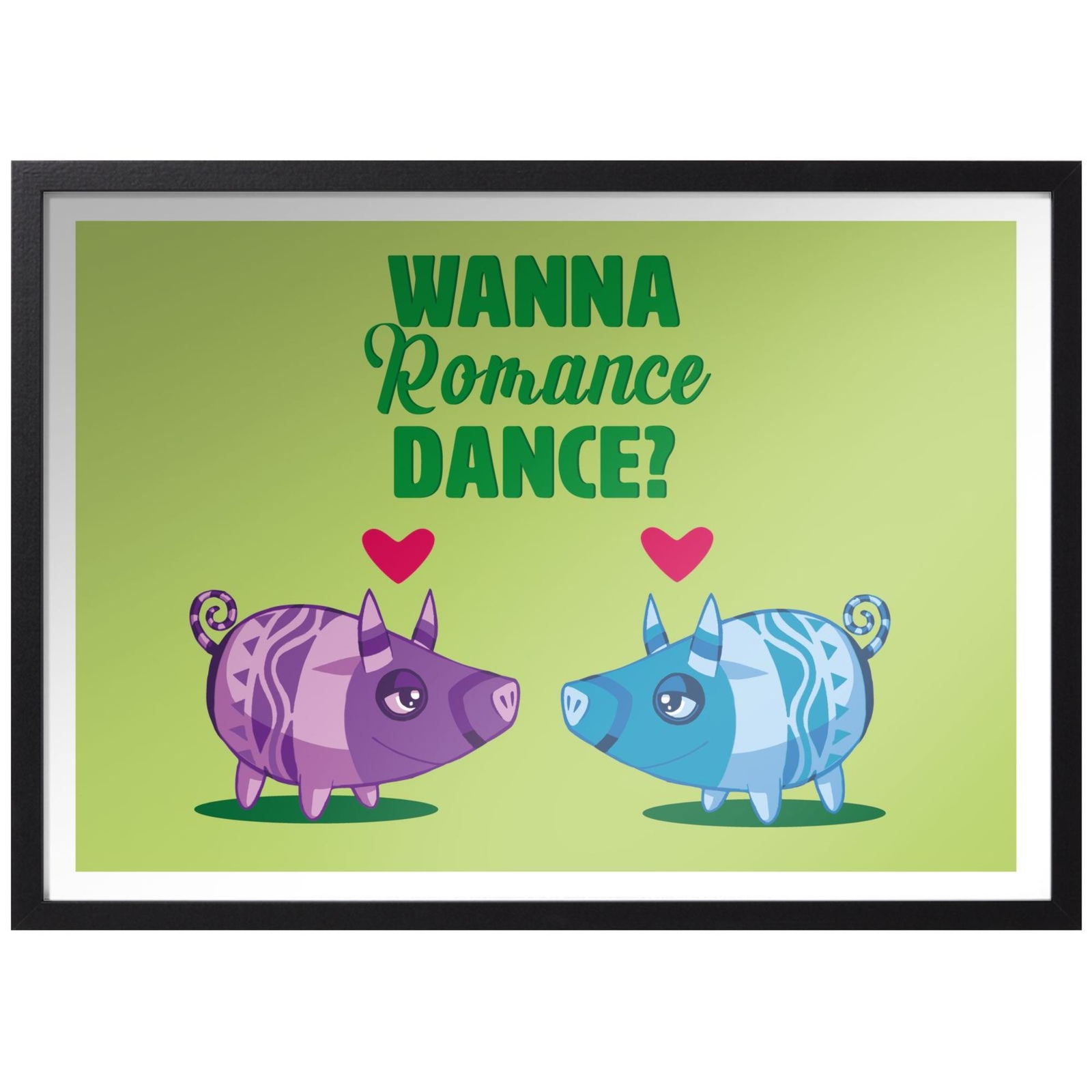 Viva Piñata Wanna Romance Dance Pig Art Print Giclee Art Print - A4 - Black Frame