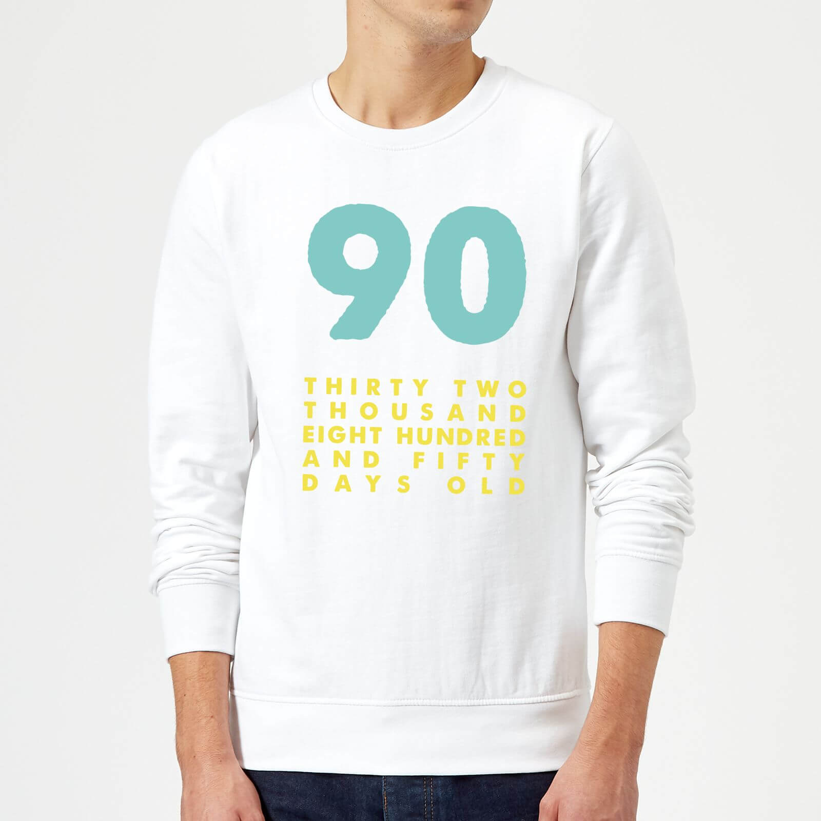 90 Thirty Two Thousand Eight Hundred And Fifty Days Old Sweatshirt - White - XXL - White