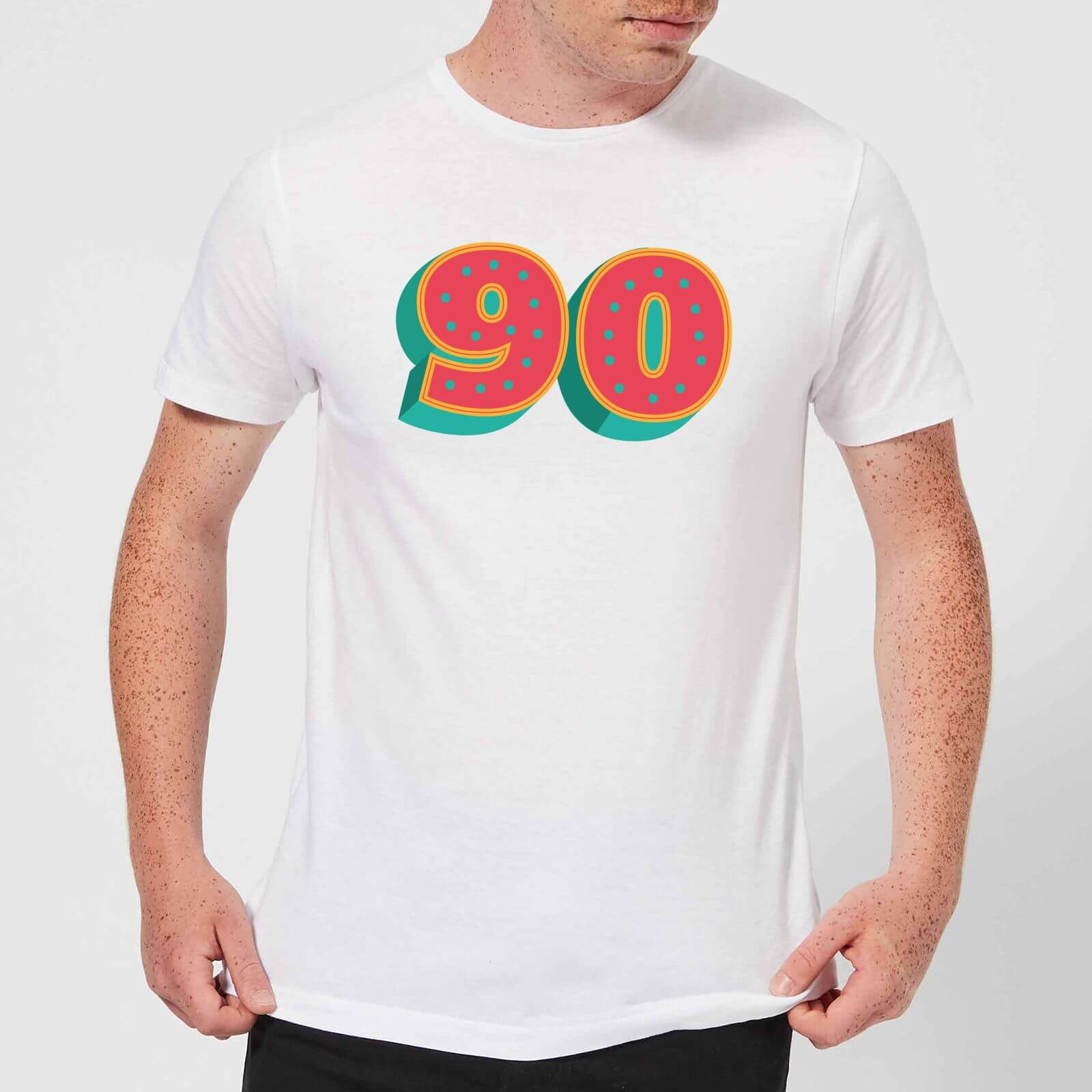 90 Dots Men's T-Shirt - White - M - White
