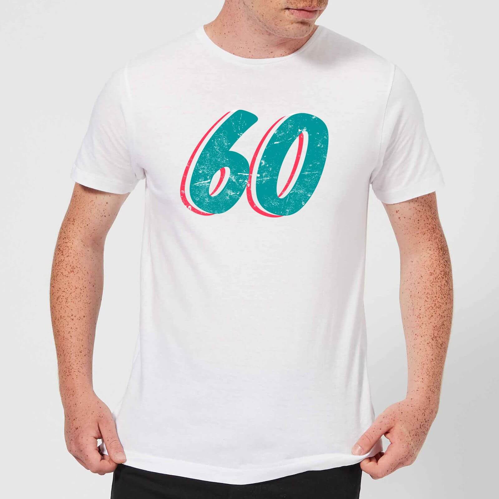 60 Distressed Men's T-Shirt - White - S - White