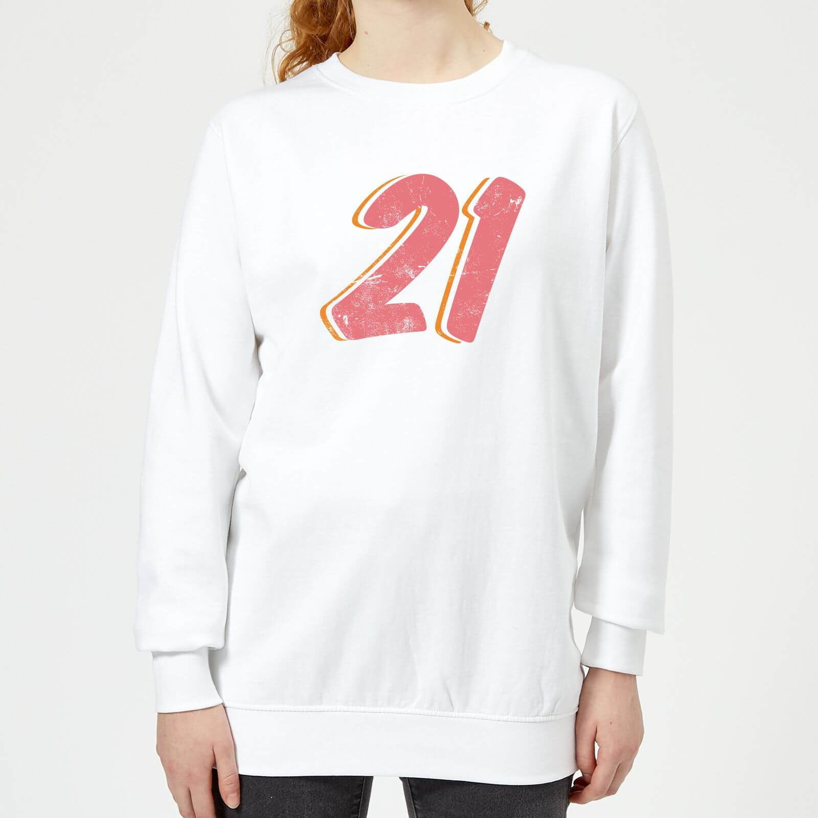 21 Distressed Women's Sweatshirt - White - XS - White