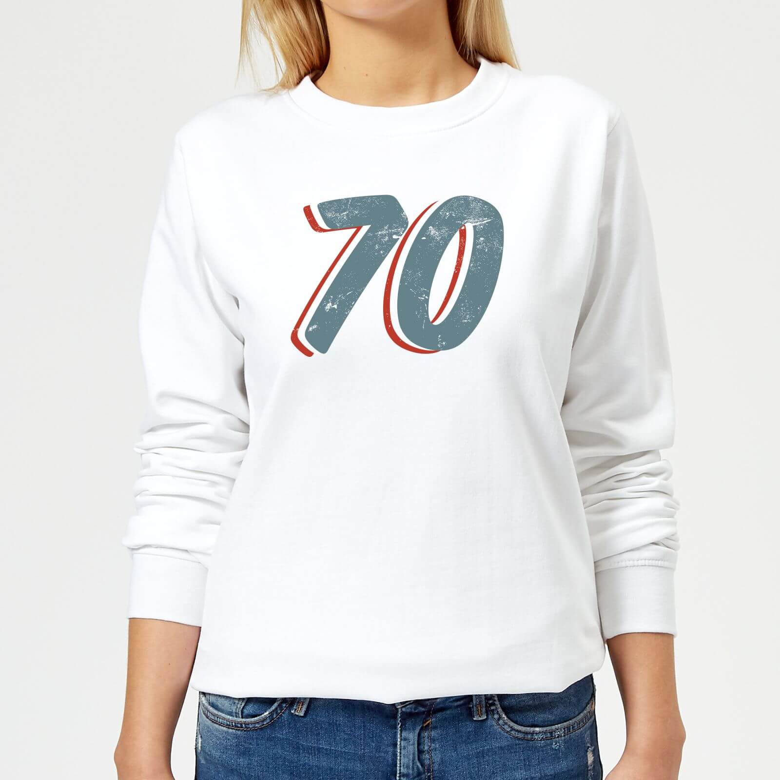 70 Distressed Women's Sweatshirt - White - XS - White