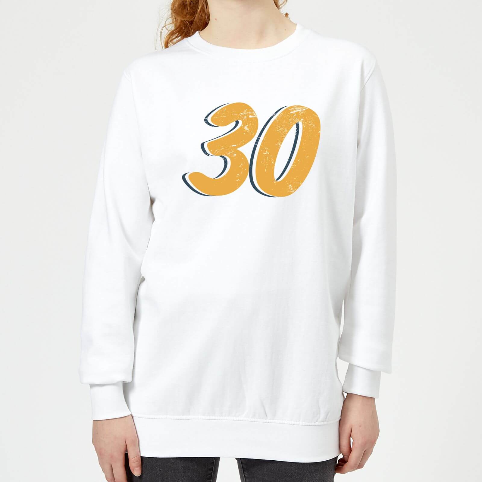 30 Distressed Women's Sweatshirt - White - XS - White