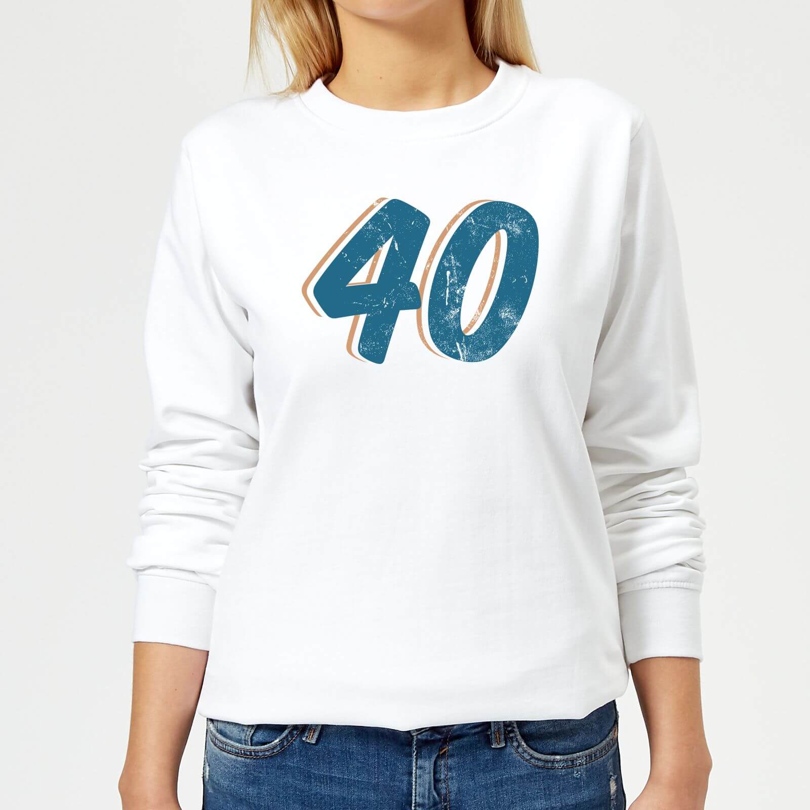 40 Distressed Women's Sweatshirt - White - XS - White