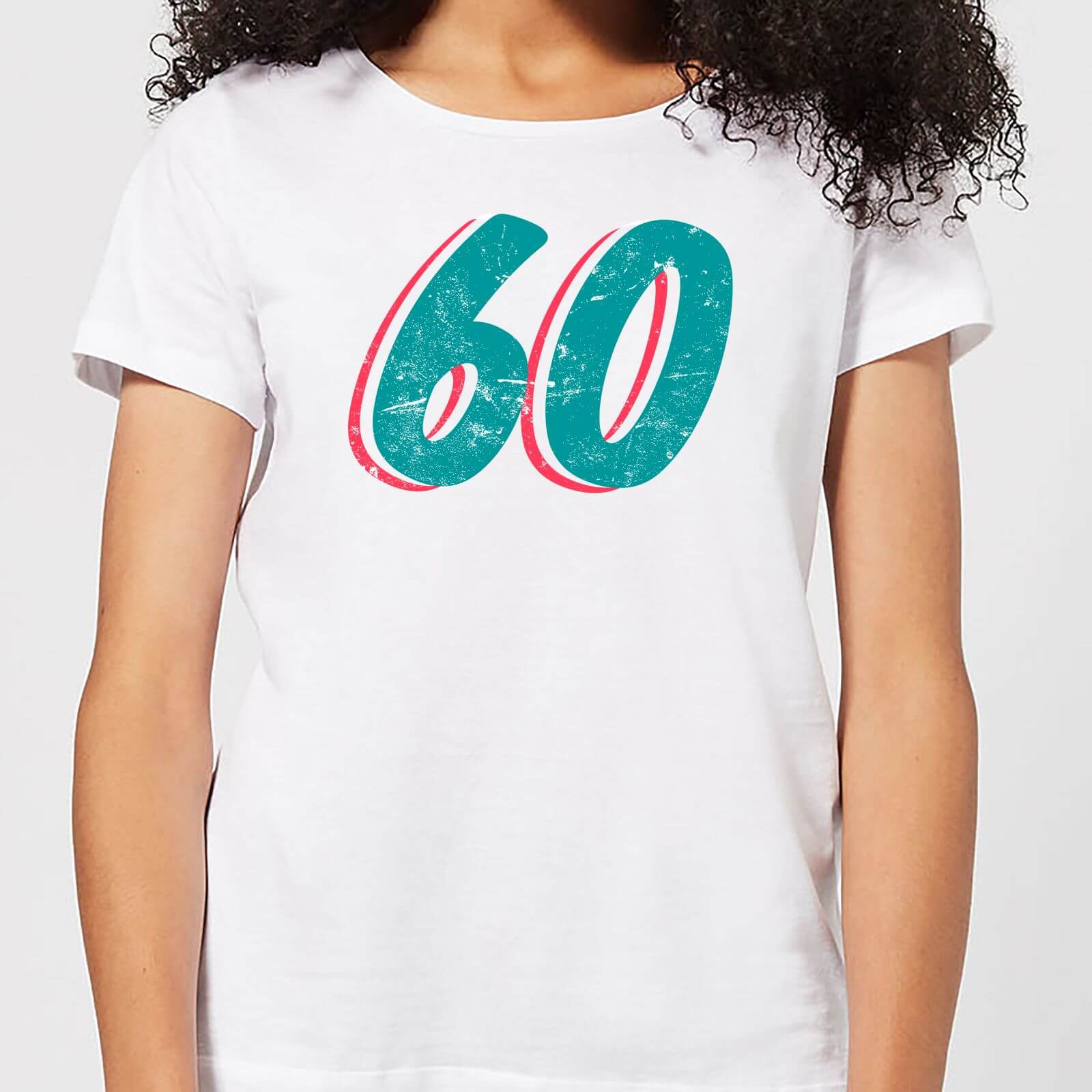 60 Distressed Women's T-Shirt - White - S - White