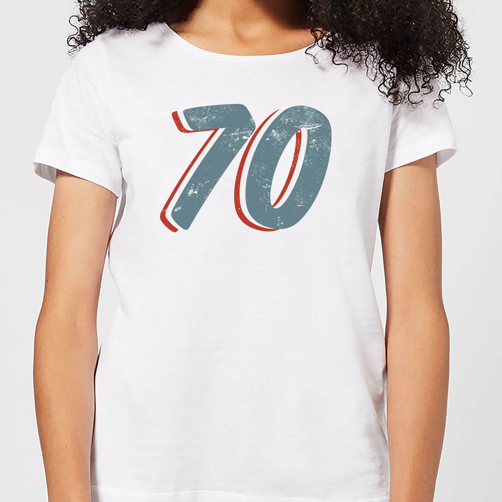 70 Distressed Women's T-Shirt - White - XXL - White