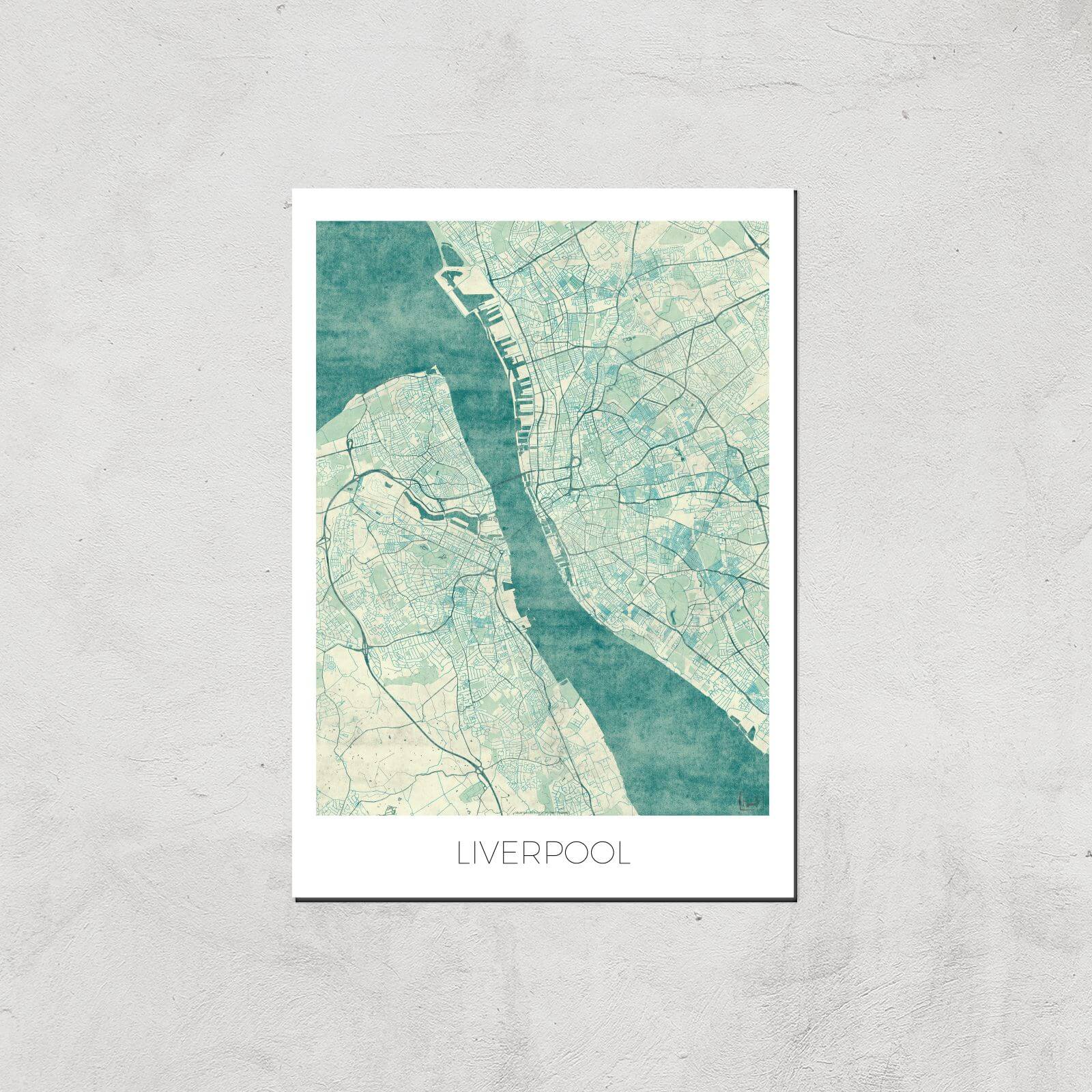City Art Coloured Liverpool Map Art Print - A2 - Print Only