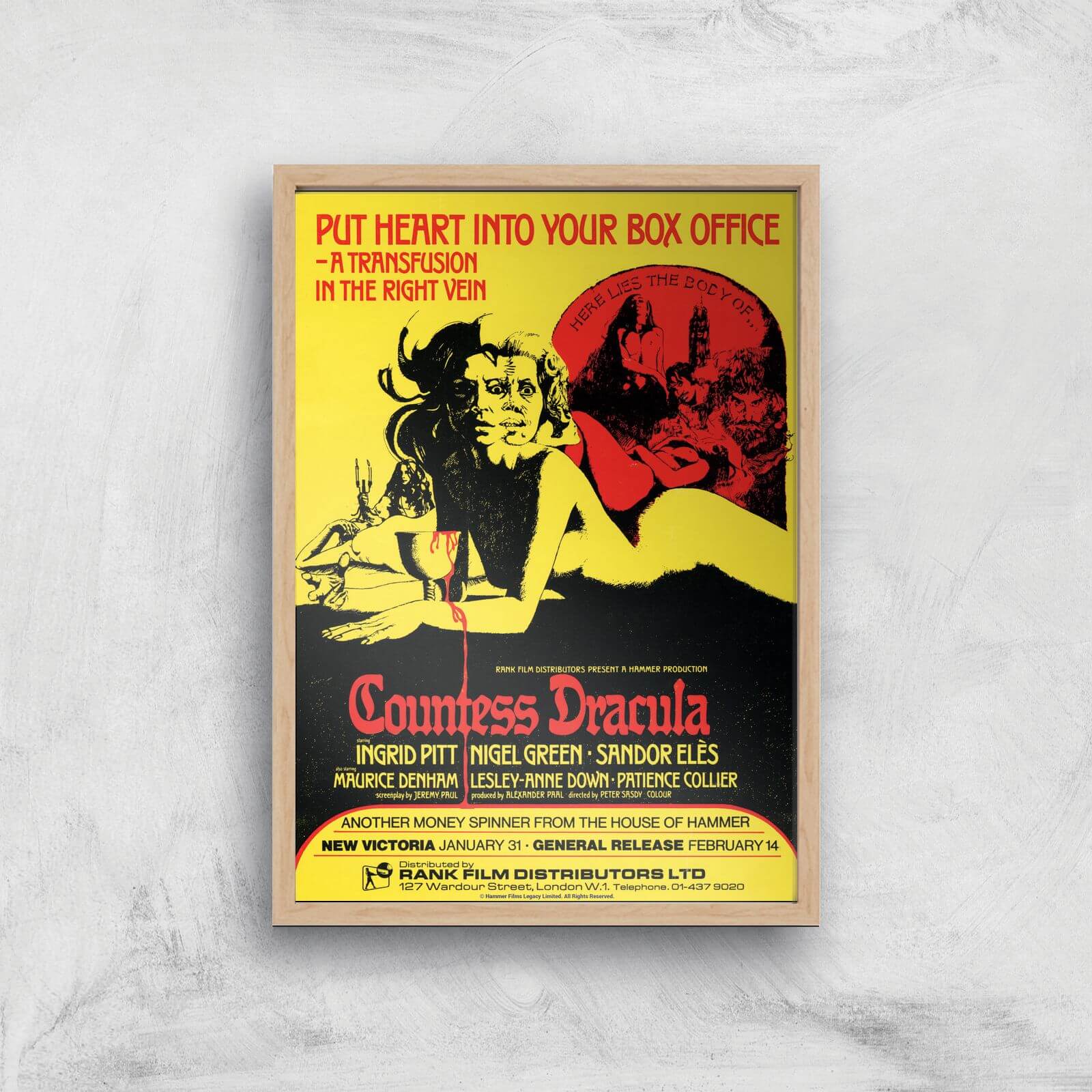 Countess Dracula Giclee Art Print - A4 - Wooden Frame