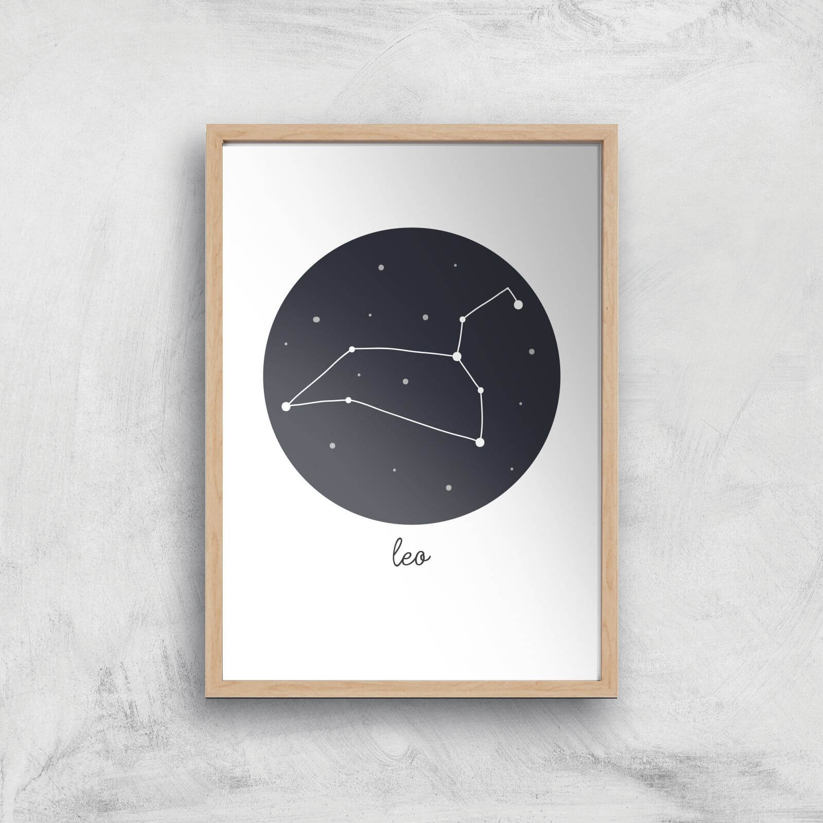 Leo Art Print - A4 - Wooden Frame