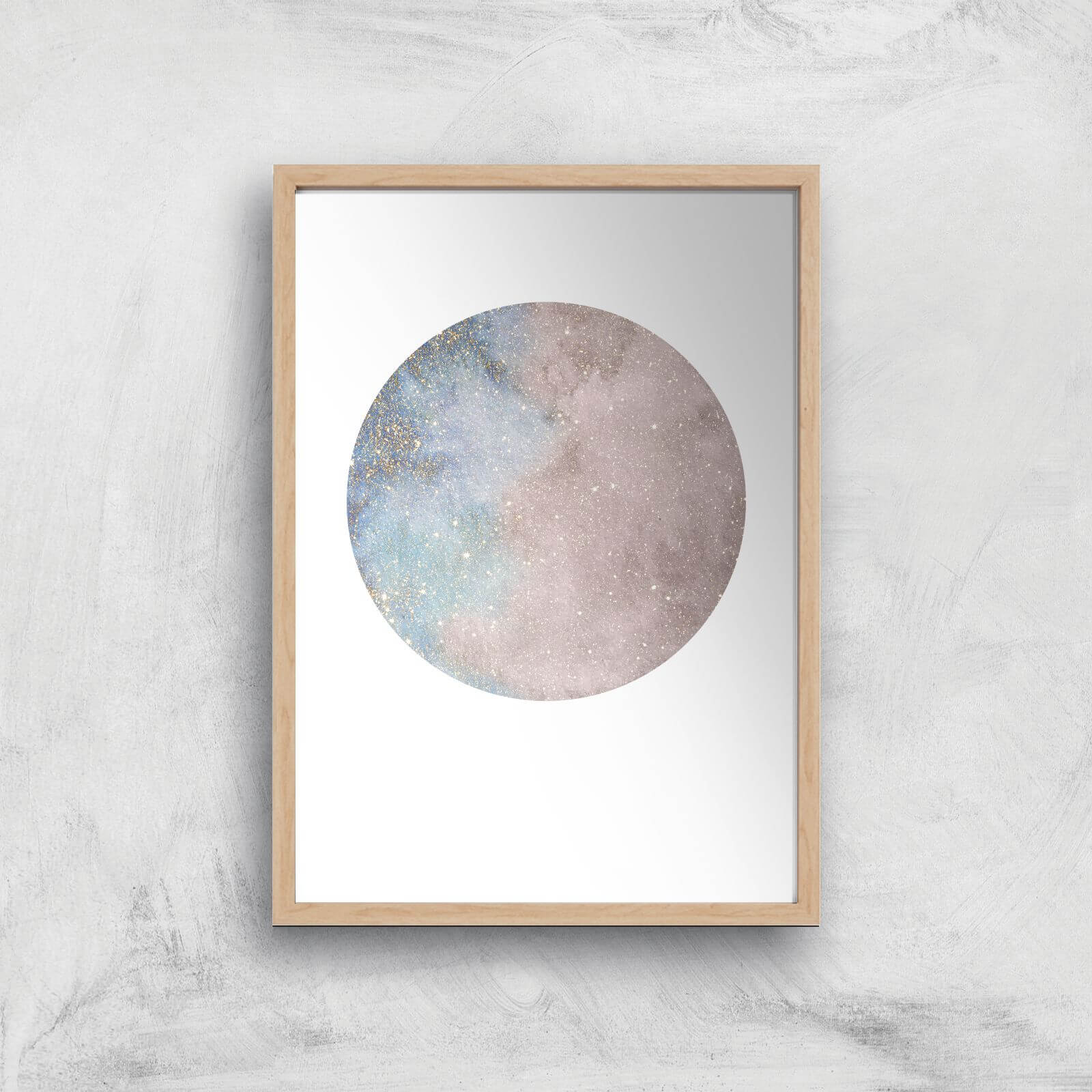 Colourful Moon Art Print - A3 - Wooden Frame