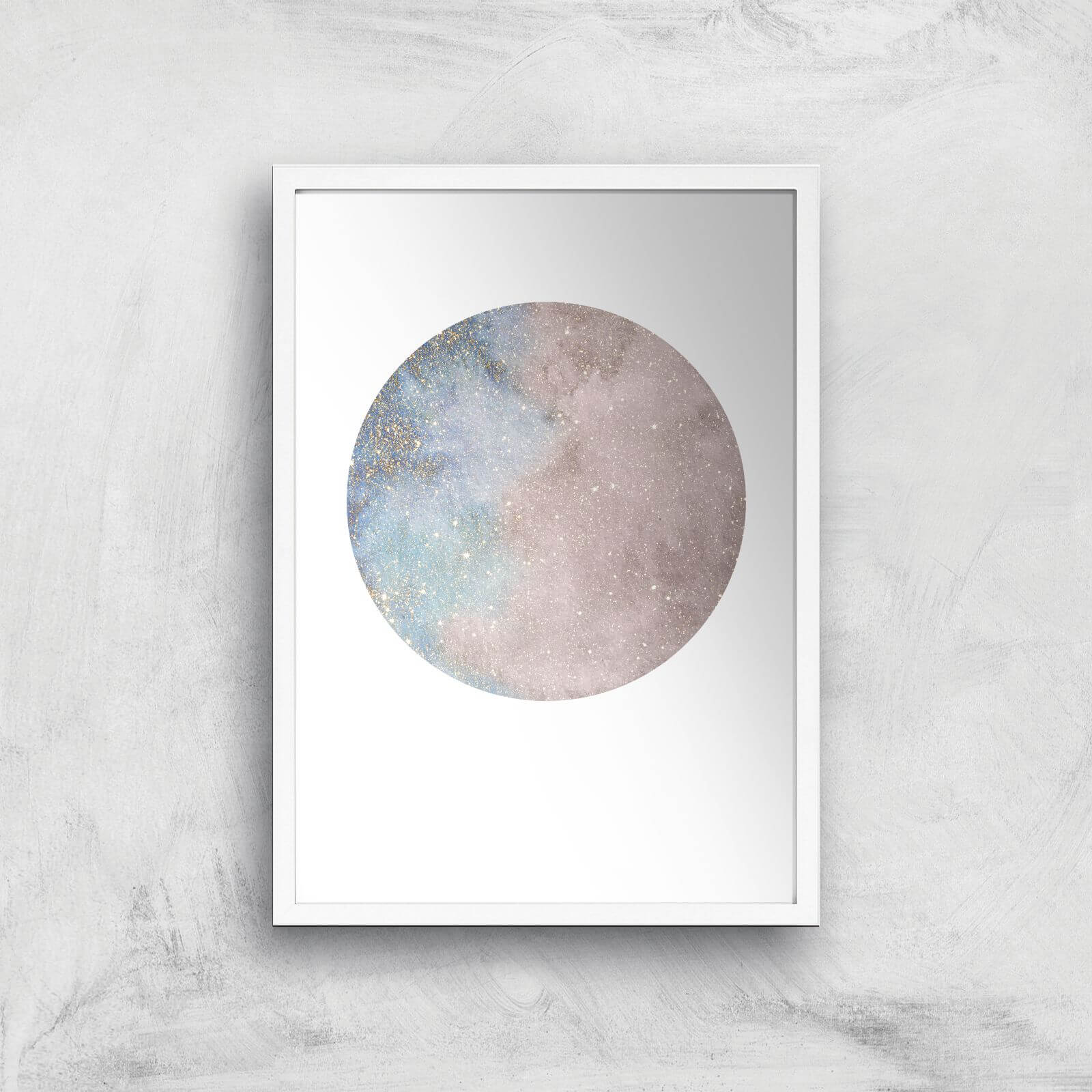 Colourful Moon Art Print - A2 - White Frame