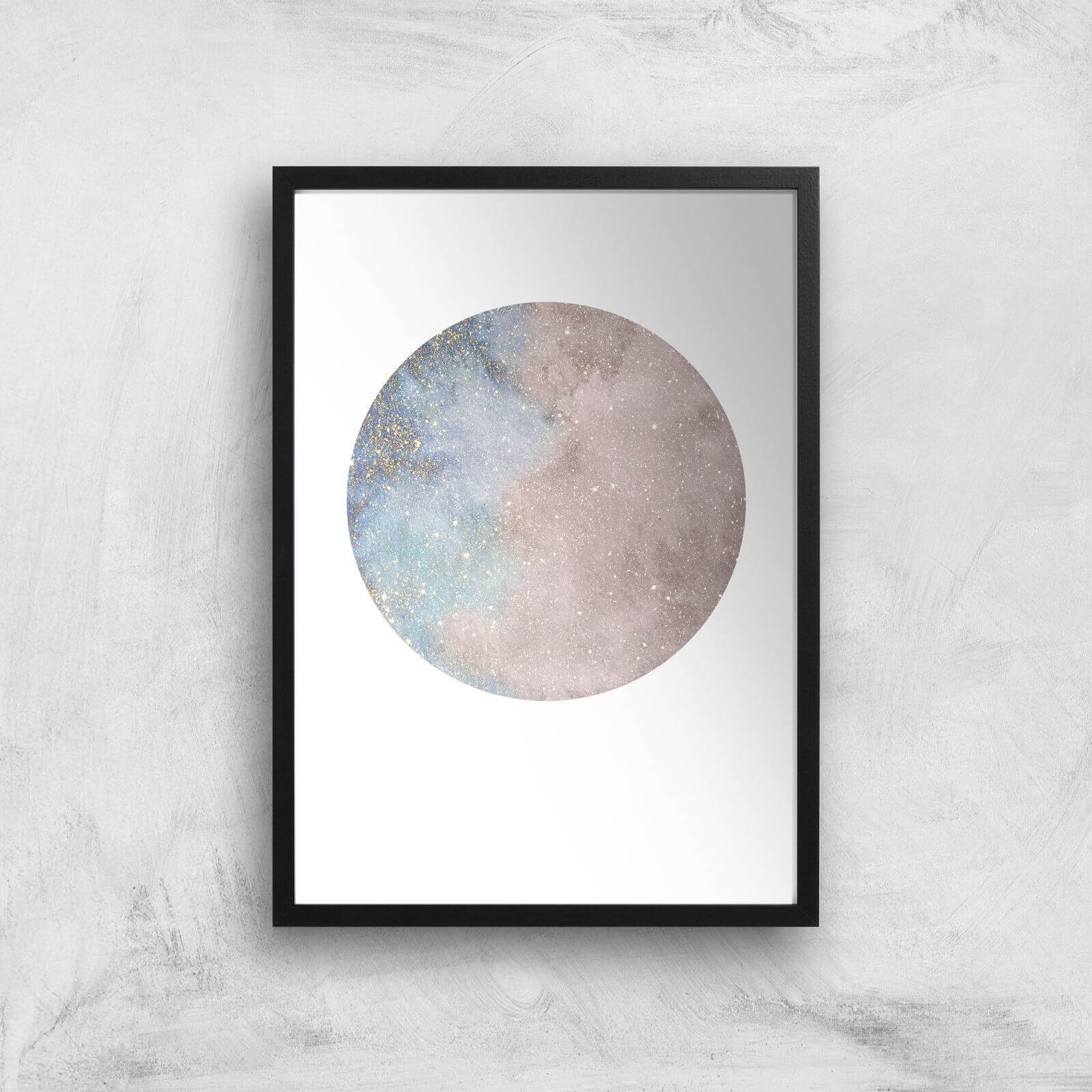 Colourful Moon Art Print - A2 - Black Frame