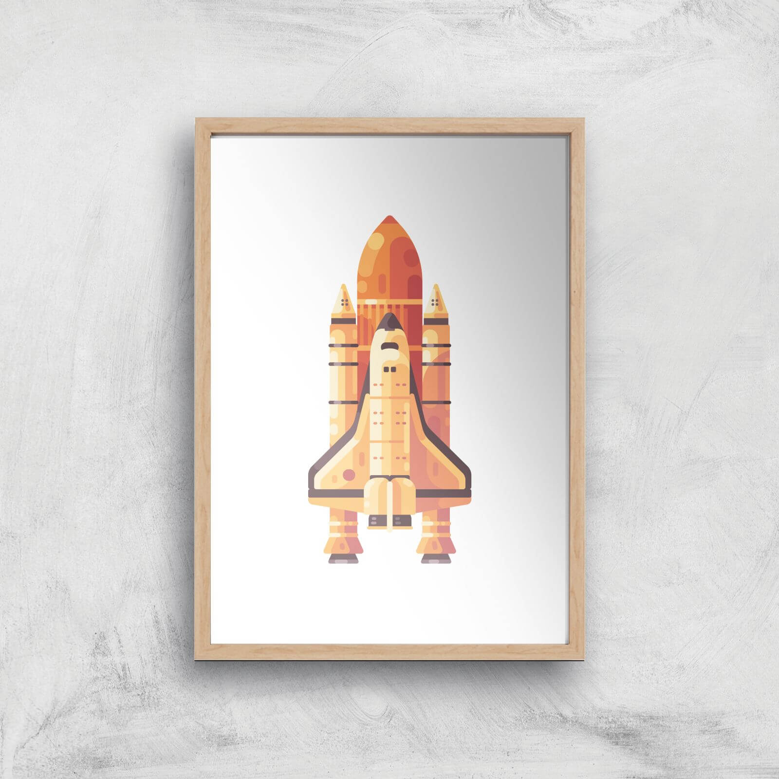 Rocket Art Print - A4 - Wooden Frame