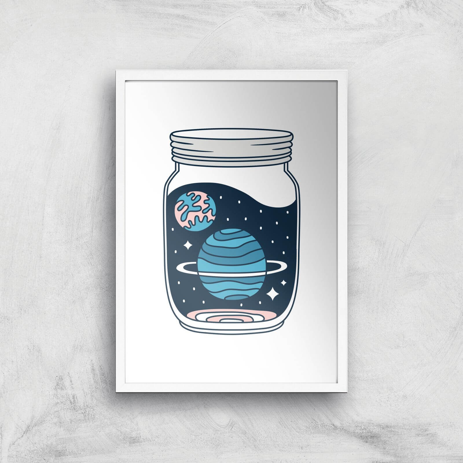 Space Jar Art Print - A3 - White Frame