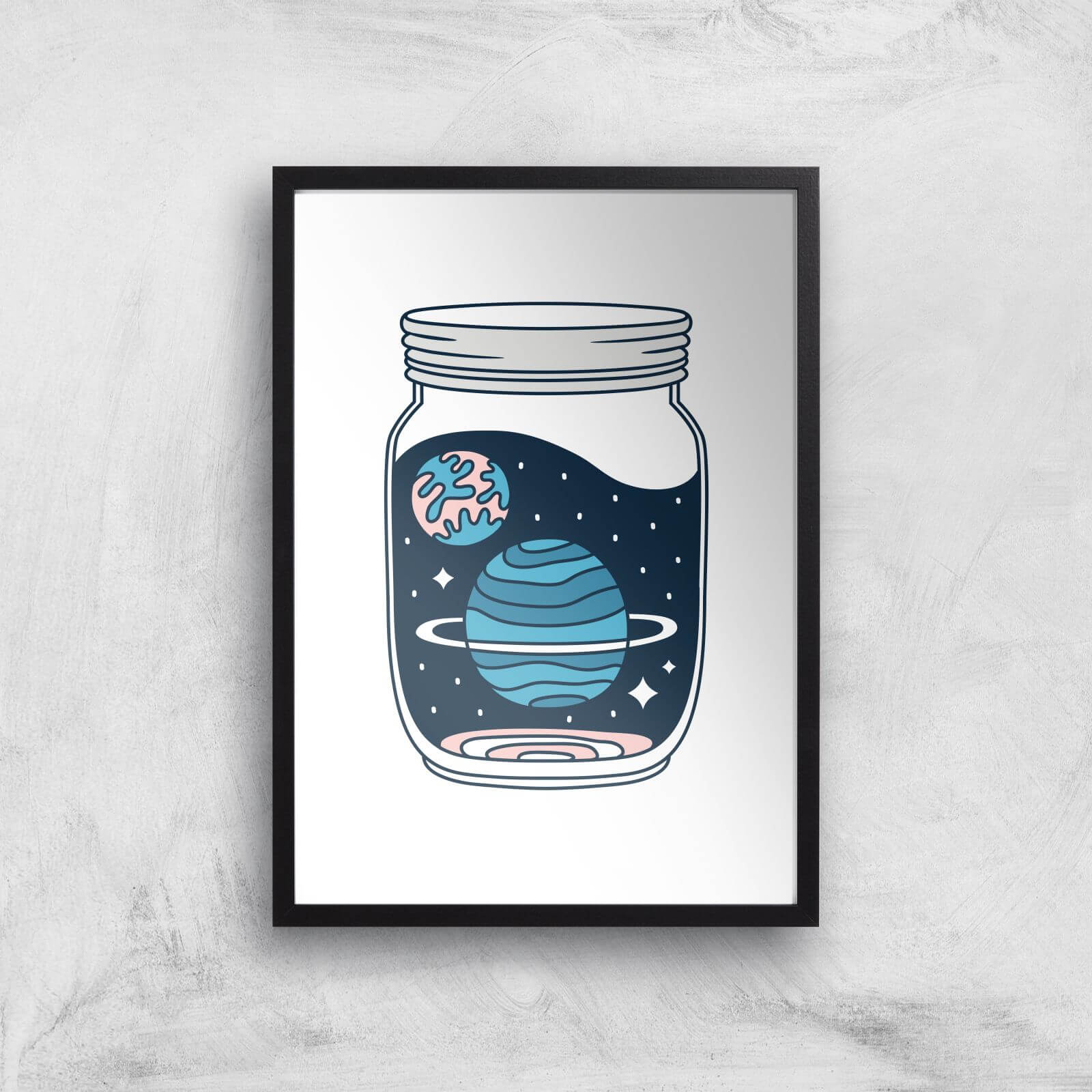 Space Jar Art Print - A2 - Black Frame