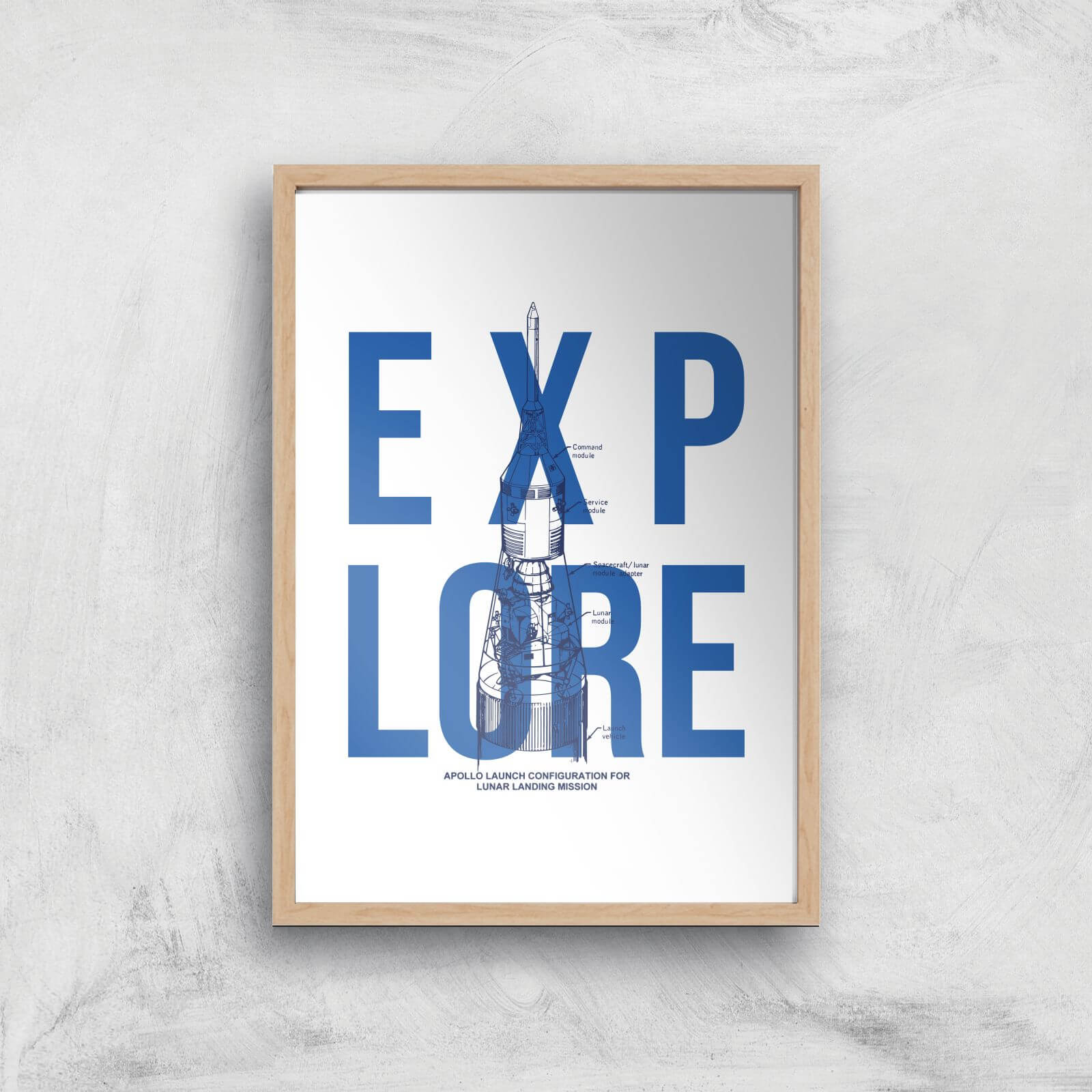 Explore Schematic Art Print - A4 - Wooden Frame