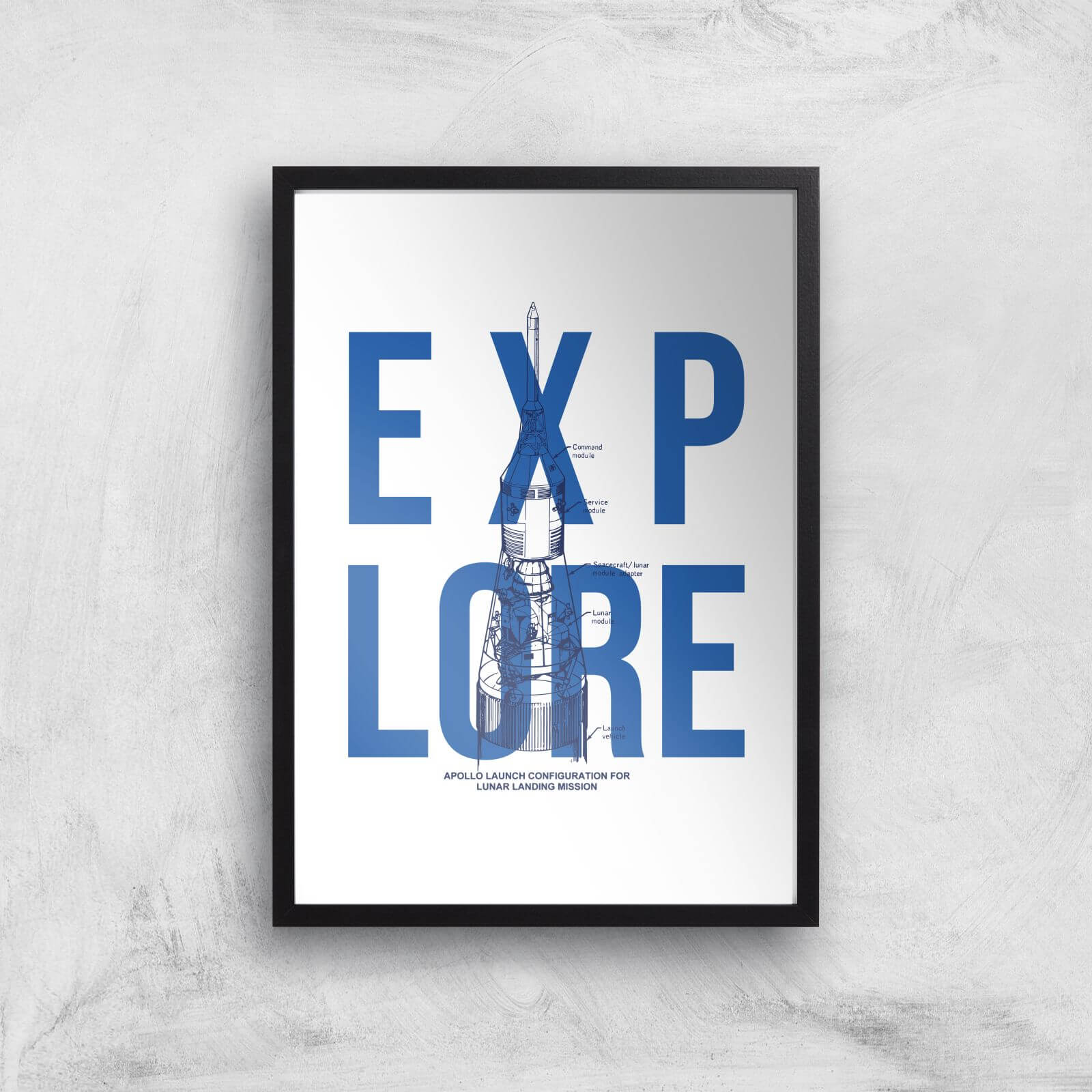Explore Schematic Art Print - A2 - Black Frame