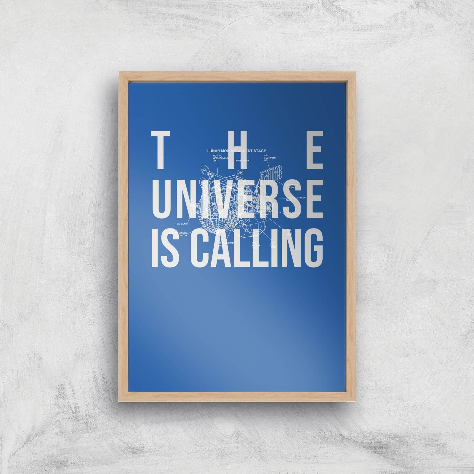 The Universe Is Calling Schematic Art Print - A3 - Wooden Frame