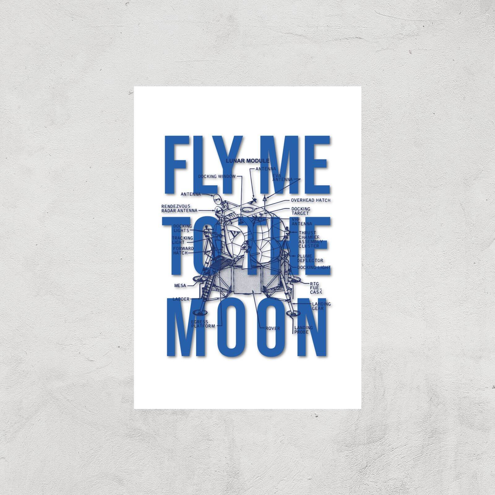 Fly Me To The Moon Blue Print Art Print - A2 - Print Only