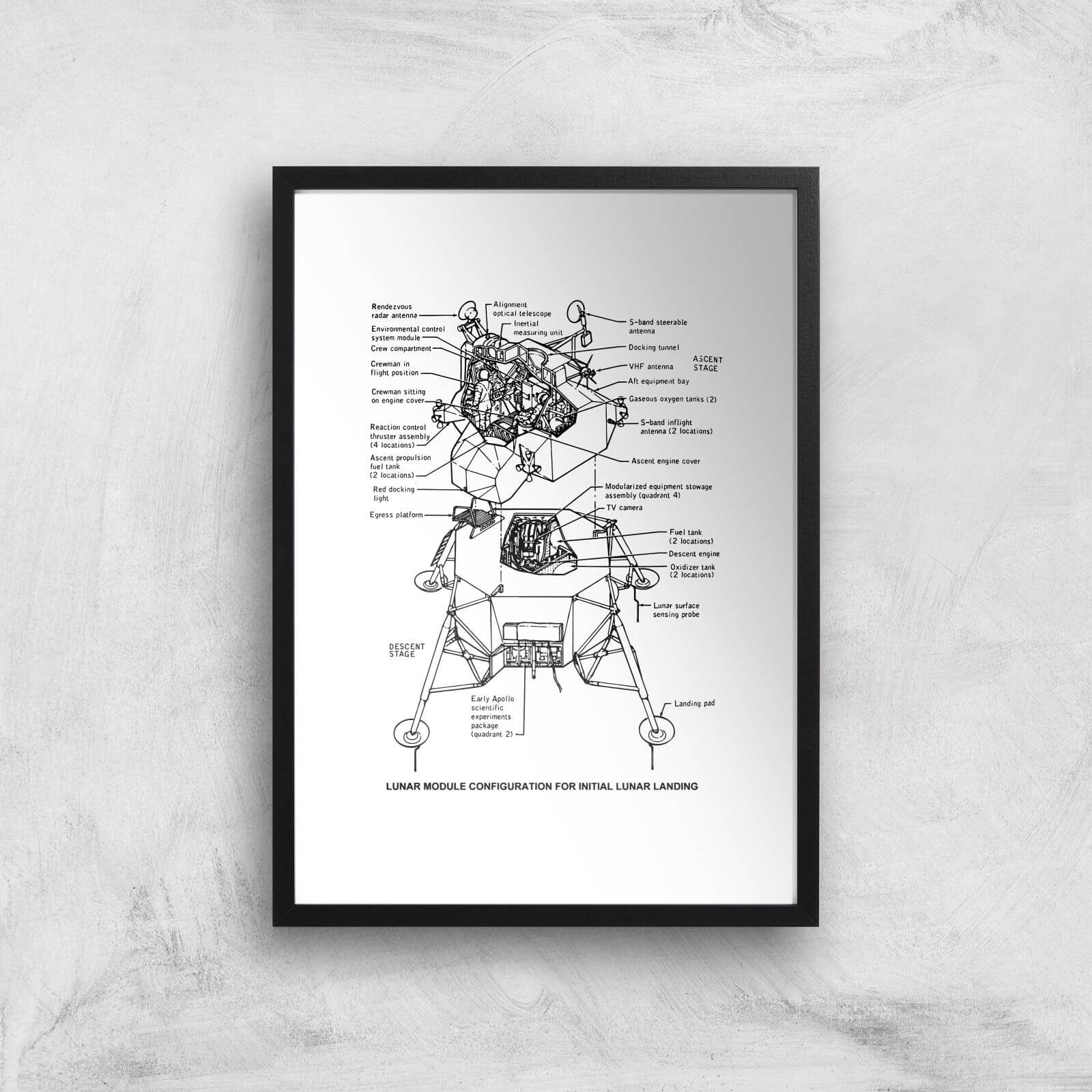 Lunar Schematic Art Print - A3 - Black Frame