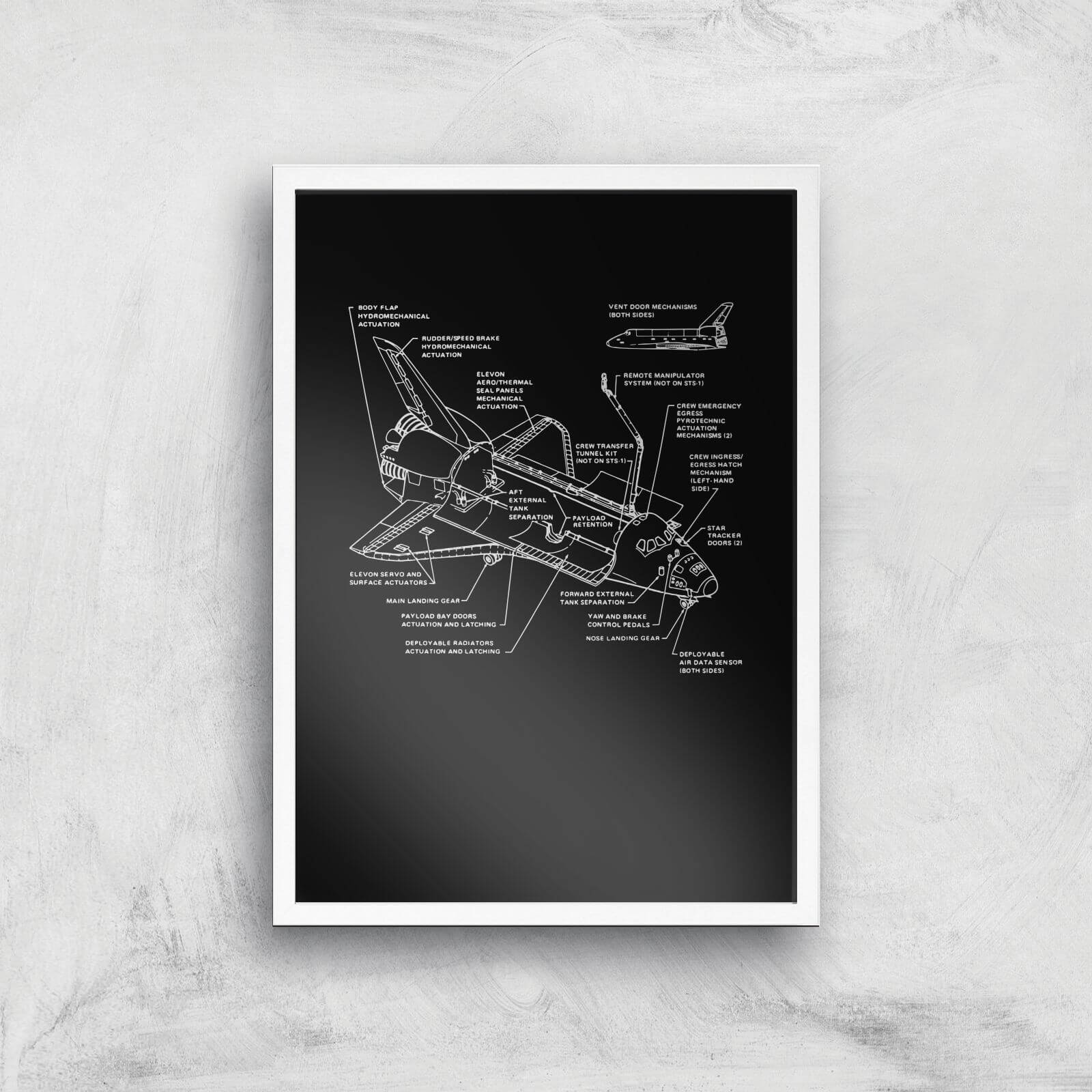 Shuttle Schematic Art Print - A2 - White Frame