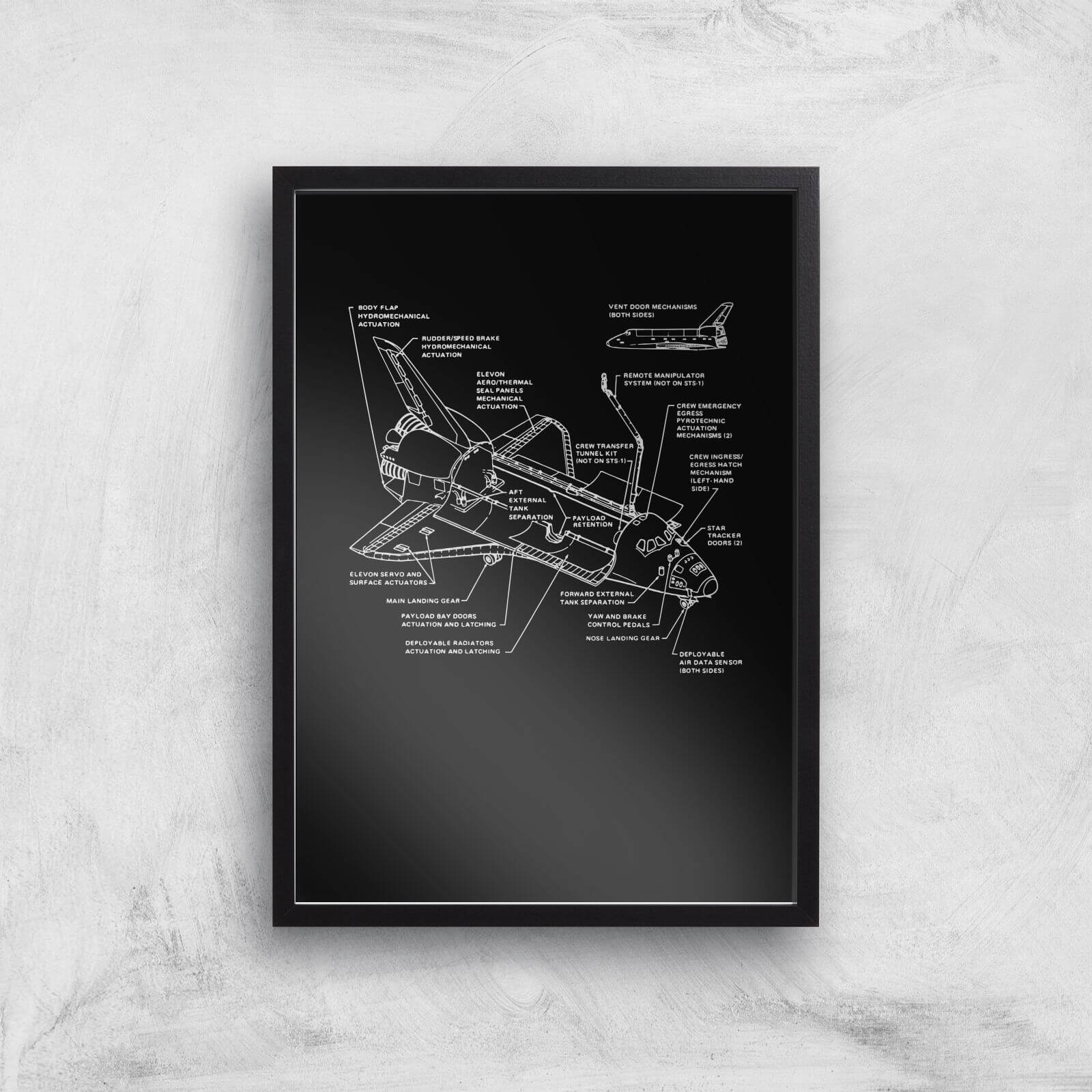 Shuttle Schematic Art Print - A2 - Black Frame