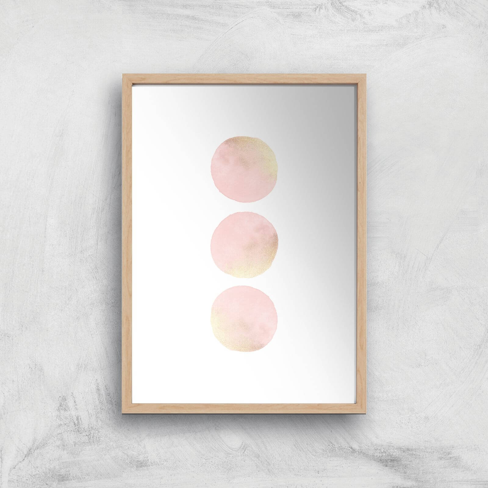 Three Moons Art Print - A4 - Wooden Frame