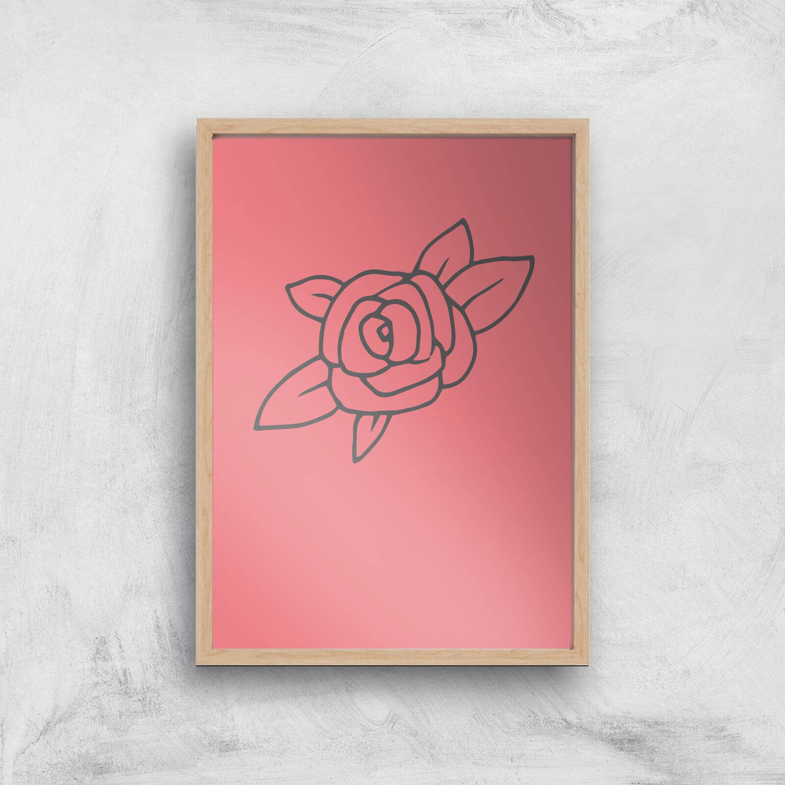 Rose Art Print - A3 - Wooden Frame