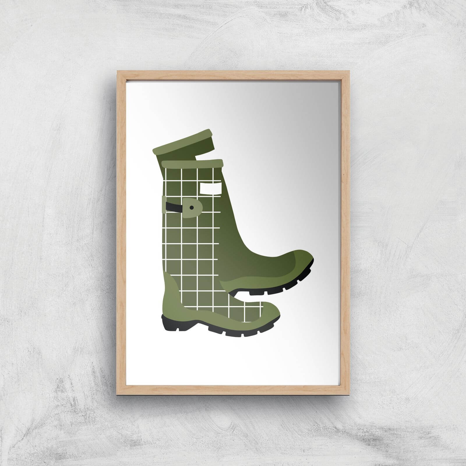 Wellies Art Print - A3 - Wooden Frame
