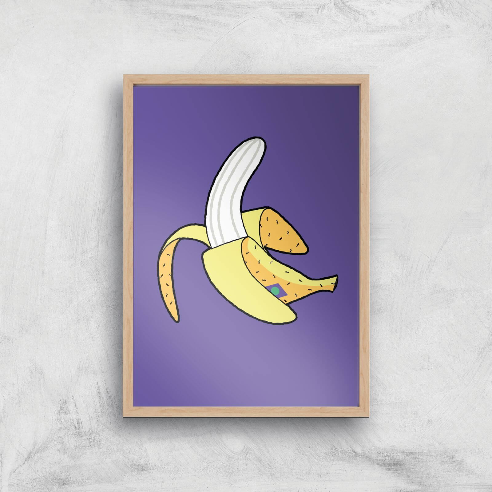 Banana Art Print - A4 - Wooden Frame